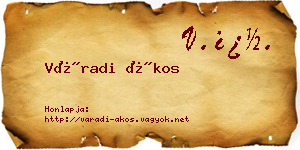 Váradi Ákos névjegykártya